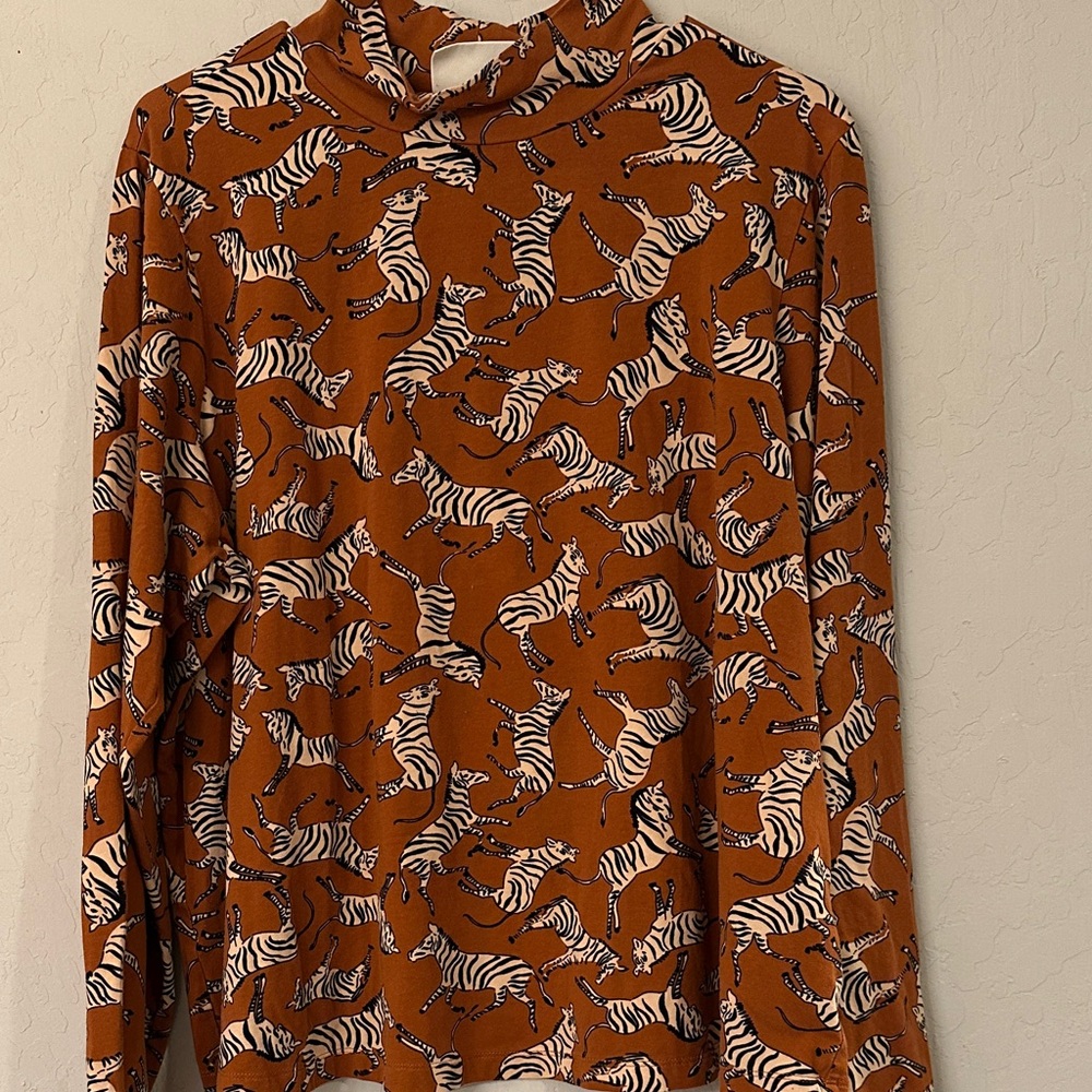 Brown zebra Print Long Sleeve Top 2X Maeve